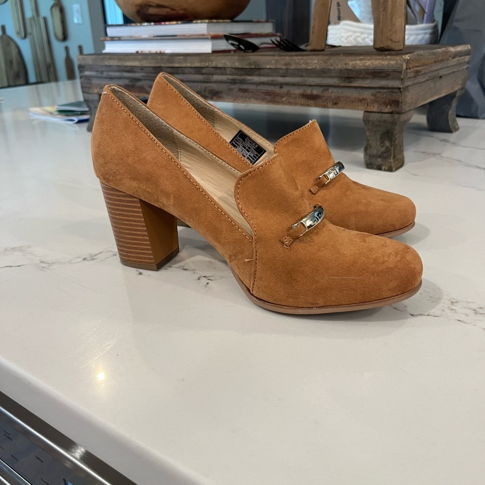 Jones New York Brown Suede Heeled Loafers